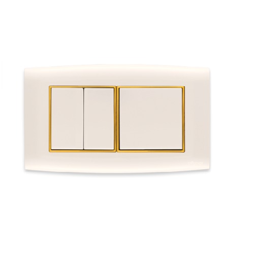 Electrical Light Switch 3 Gang 2 Way 10 Amp Gold with Gold Ring 14×7 cm | Al Fanar